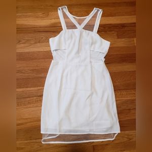 Tobi Medium White Mesh Cut-Out Mini Dress